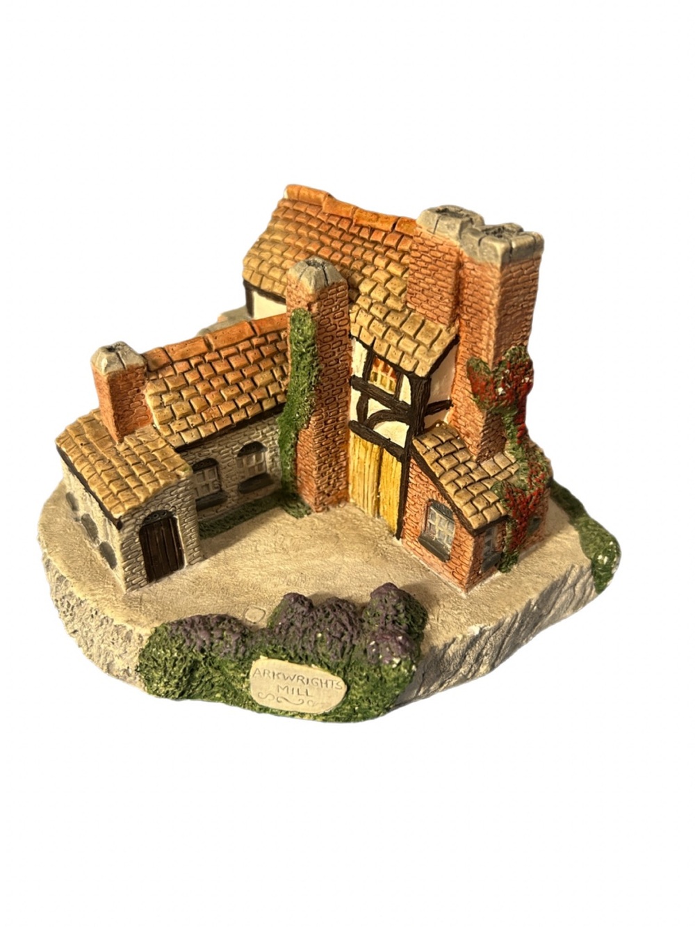 Memory Lane Cottages Hand-Painted Miniature Cottage Ornament in Orange and Tan